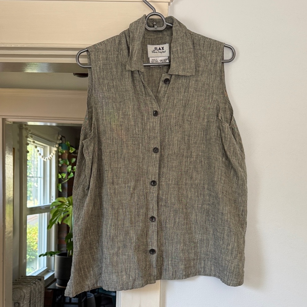Flax linen Charcoal Sleeveless Top